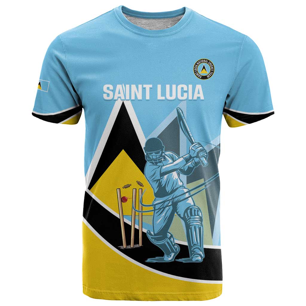 Custom Saint Lucia Cricket T Shirt Go Champions - National Color - Wonder Print Shop