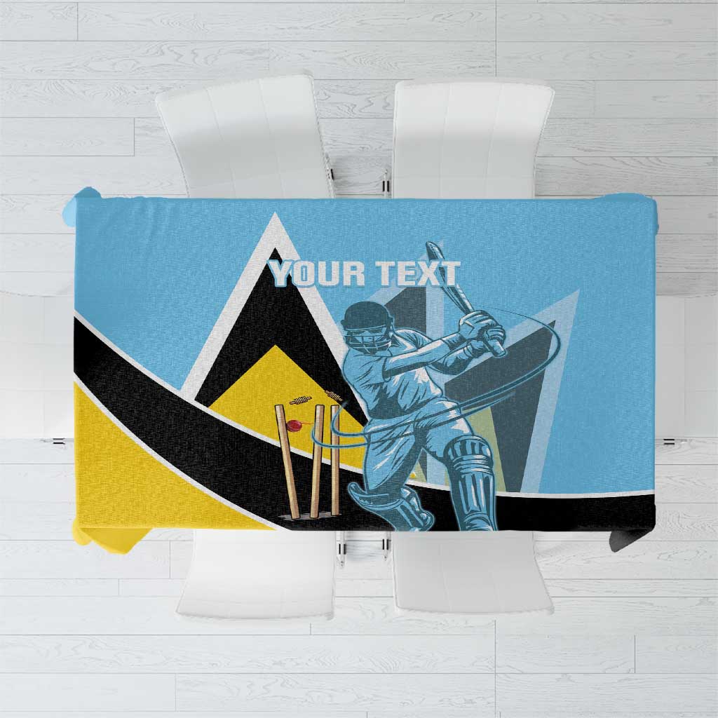 Custom Saint Lucia Cricket Tablecloth Go Champions - National Color - Wonder Print Shop