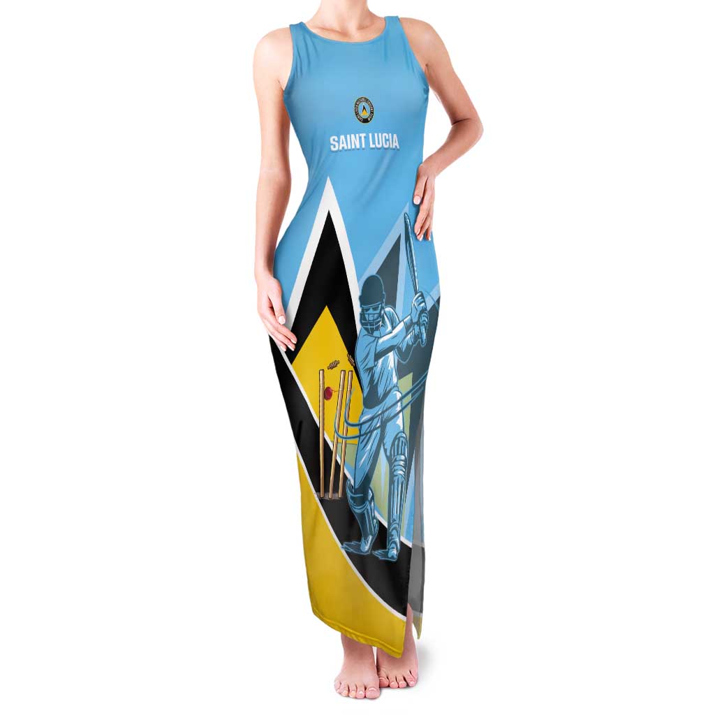 Custom Saint Lucia Cricket Tank Maxi Dress Go Champions - National Color - Wonder Print Shop