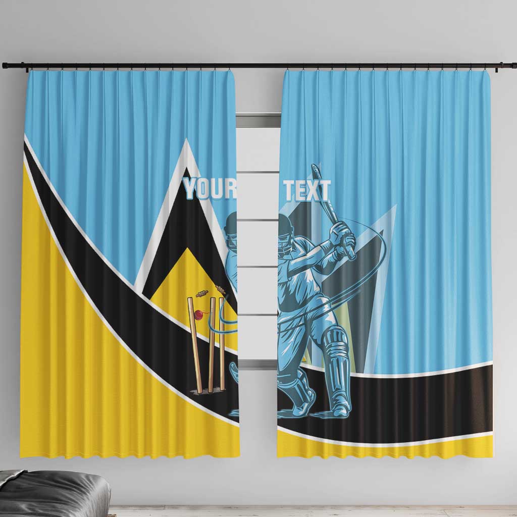 Custom Saint Lucia Cricket Window Curtain Go Champions - National Color - Wonder Print Shop