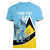 Custom Saint Lucia Cricket Women V-Neck T-Shirt Go Champions - National Color - Wonder Print Shop