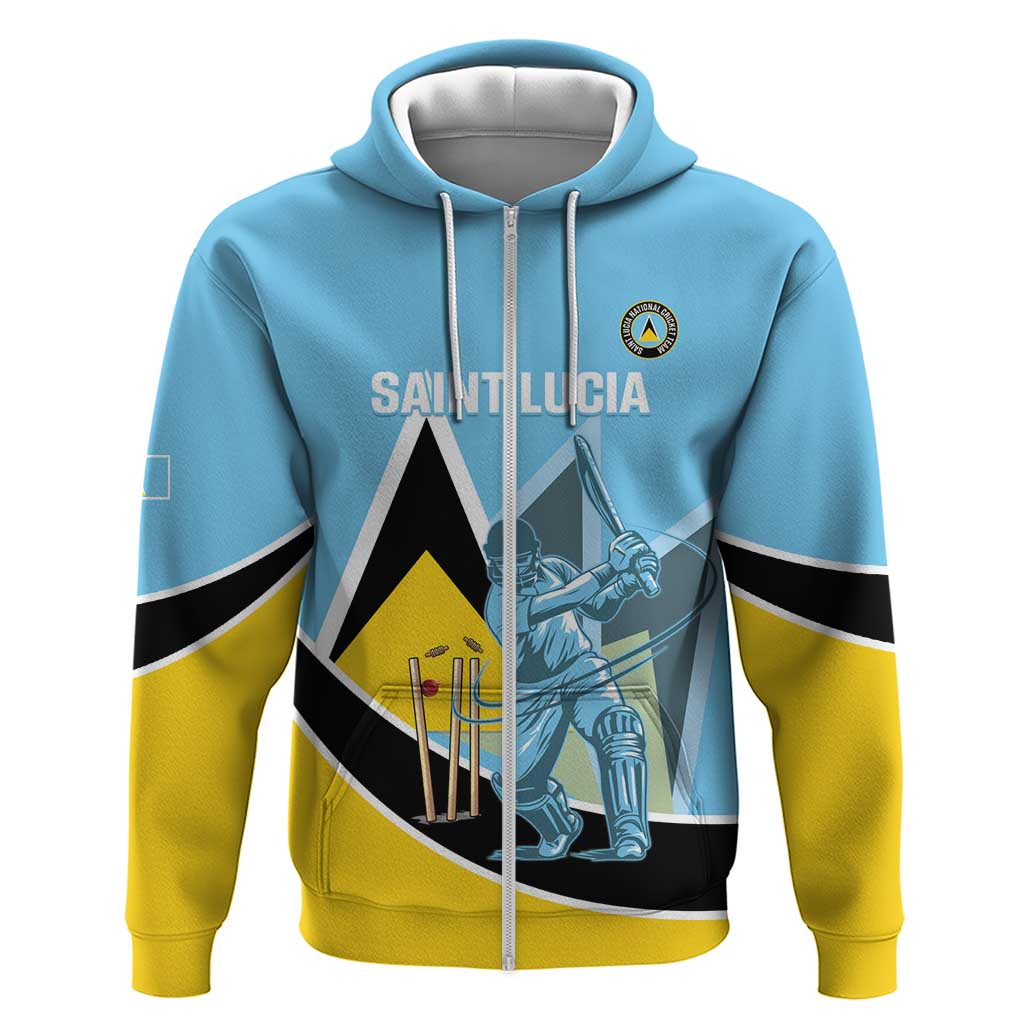 Custom Saint Lucia Cricket Zip Hoodie Go Champions - National Color - Wonder Print Shop