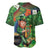 Happy Saint Patrick's Day Baseball Jersey Leprechaun With Irish Harp - Shamrock Pattern - Wonder Print Shop