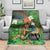 Happy Saint Patrick's Day Blanket Leprechaun With Irish Harp - Shamrock Pattern