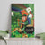 Happy Saint Patrick's Day Canvas Wall Art Leprechaun With Irish Harp - Shamrock Pattern - Wonder Print Shop