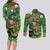 Happy Saint Patrick's Day Couples Matching Long Sleeve Bodycon Dress and Long Sleeve Button Shirt Leprechaun With Irish Harp - Shamrock Pattern