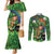 Happy Saint Patrick's Day Couples Matching Mermaid Dress and Long Sleeve Button Shirt Leprechaun With Irish Harp - Shamrock Pattern