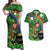 Happy Saint Patrick's Day Couples Matching Off Shoulder Maxi Dress and Hawaiian Shirt Leprechaun With Irish Harp - Shamrock Pattern