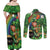 Happy Saint Patrick's Day Couples Matching Off Shoulder Maxi Dress and Long Sleeve Button Shirt Leprechaun With Irish Harp - Shamrock Pattern