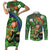 Happy Saint Patrick's Day Couples Matching Short Sleeve Bodycon Dress and Long Sleeve Button Shirt Leprechaun With Irish Harp - Shamrock Pattern