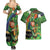 Happy Saint Patrick's Day Couples Matching Summer Maxi Dress and Hawaiian Shirt Leprechaun With Irish Harp - Shamrock Pattern