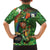 Happy Saint Patrick's Day Family Matching Off The Shoulder Long Sleeve Dress and Hawaiian Shirt Leprechaun With Irish Harp - Shamrock Pattern