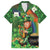 Happy Saint Patrick's Day Family Matching Off The Shoulder Long Sleeve Dress and Hawaiian Shirt Leprechaun With Irish Harp - Shamrock Pattern