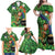 Happy Saint Patrick's Day Family Matching Off Shoulder Maxi Dress and Hawaiian Shirt Leprechaun With Irish Harp - Shamrock Pattern - Wonder Print Shop