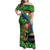 Happy Saint Patrick's Day Family Matching Off Shoulder Maxi Dress and Hawaiian Shirt Leprechaun With Irish Harp - Shamrock Pattern - Wonder Print Shop