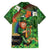 Happy Saint Patrick's Day Family Matching Off Shoulder Short Dress and Hawaiian Shirt Leprechaun With Irish Harp - Shamrock Pattern - Wonder Print Shop