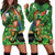 Happy Saint Patrick's Day Hoodie Dress Leprechaun With Irish Harp - Shamrock Pattern - Wonder Print Shop