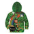 Happy Saint Patrick's Day Kid Hoodie Leprechaun With Irish Harp - Shamrock Pattern - Wonder Print Shop