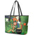 Happy Saint Patrick's Day Leather Tote Bag Leprechaun With Irish Harp - Shamrock Pattern