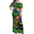 Happy Saint Patrick's Day Off Shoulder Maxi Dress Leprechaun With Irish Harp - Shamrock Pattern - Wonder Print Shop