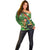 Happy Saint Patrick's Day Off Shoulder Sweater Leprechaun With Irish Harp - Shamrock Pattern