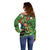 Happy Saint Patrick's Day Off Shoulder Sweater Leprechaun With Irish Harp - Shamrock Pattern