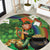 Happy Saint Patrick's Day Round Carpet Leprechaun With Irish Harp - Shamrock Pattern - Wonder Print Shop