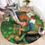 Happy Saint Patrick's Day Round Carpet Leprechaun With Irish Harp - Shamrock Pattern - Wonder Print Shop