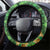 Happy Saint Patrick's Day Steering Wheel Cover Leprechaun With Irish Harp - Shamrock Pattern - Wonder Print Shop