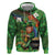 Happy Saint Patrick's Day Zip Hoodie Leprechaun With Irish Harp - Shamrock Pattern - Wonder Print Shop