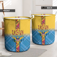 US Virgin Islands Laundry Basket Madras Pattern Gradient Style - Wonder Print Shop