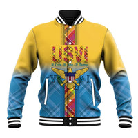 US Virgin Islands Baseball Jacket Madras Pattern Gradient Style - Wonder Print Shop