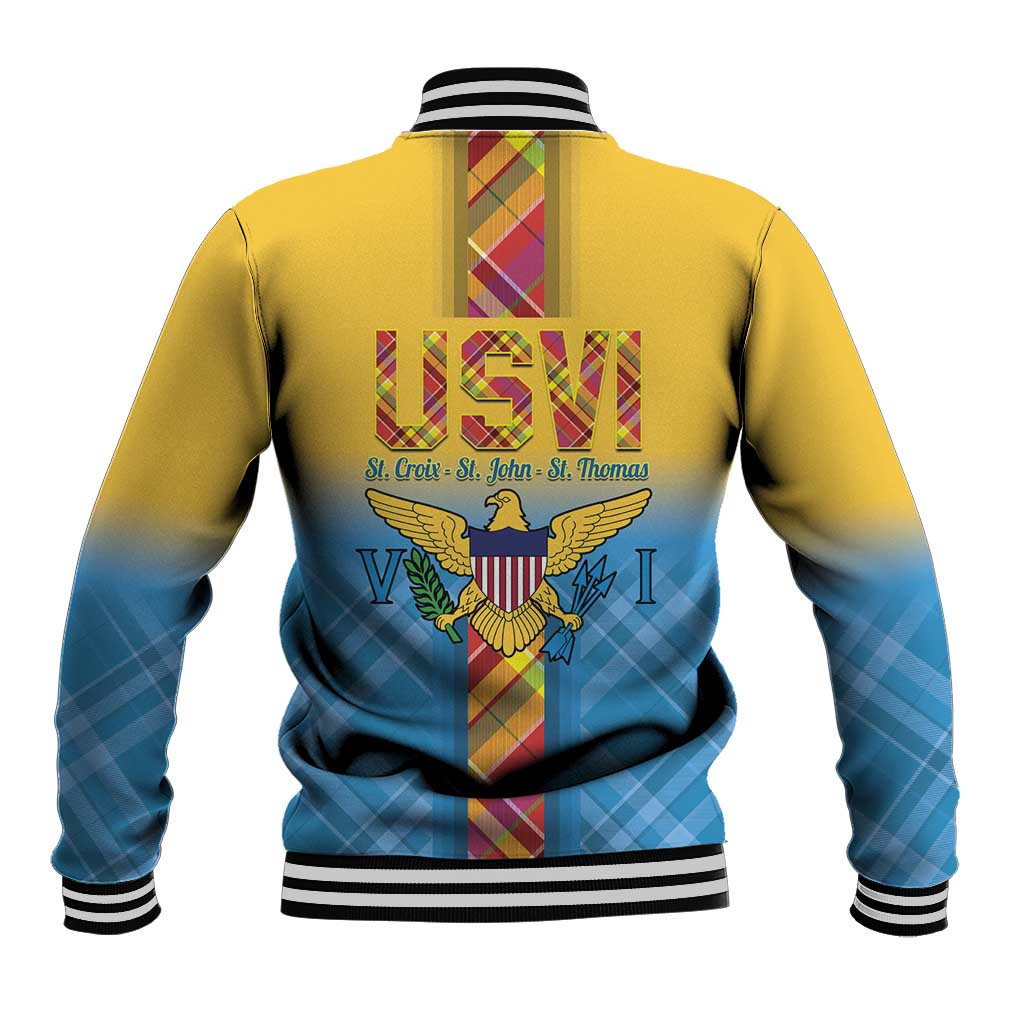 US Virgin Islands Baseball Jacket Madras Pattern Gradient Style - Wonder Print Shop