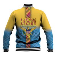 US Virgin Islands Baseball Jacket Madras Pattern Gradient Style - Wonder Print Shop