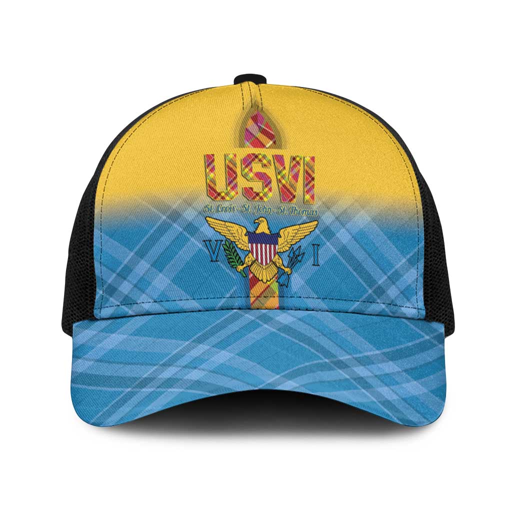 US Virgin Islands Baseball Net Cap Madras Pattern Gradient Style - Wonder Print Shop