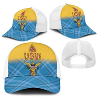 US Virgin Islands Baseball Net Cap Madras Pattern Gradient Style - Wonder Print Shop