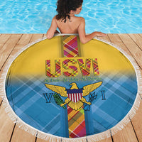 US Virgin Islands Beach Blanket Madras Pattern Gradient Style - Wonder Print Shop