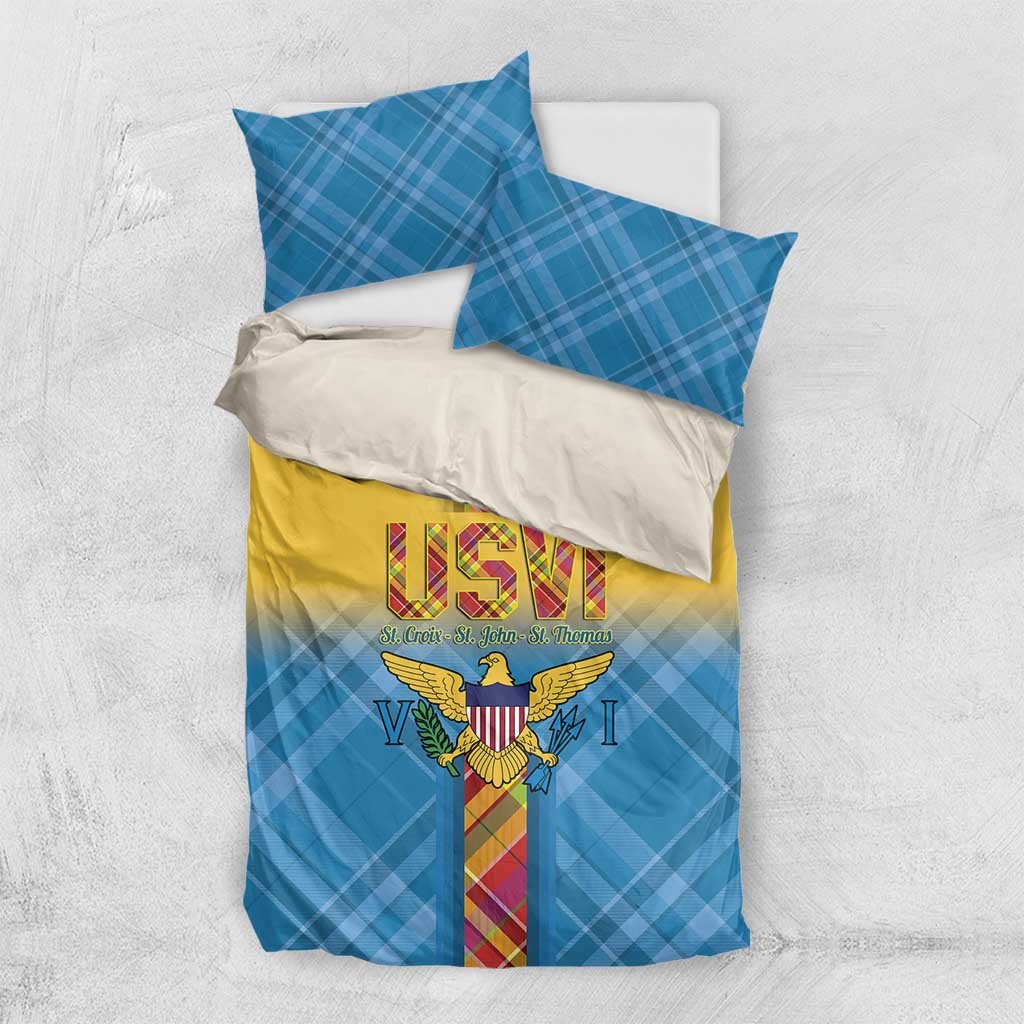 US Virgin Islands Bedding Set Madras Pattern Gradient Style - Wonder Print Shop