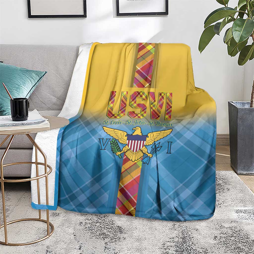 US Virgin Islands Blanket Madras Pattern Gradient Style - Wonder Print Shop