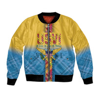 US Virgin Islands Bomber Jacket Madras Pattern Gradient Style - Wonder Print Shop