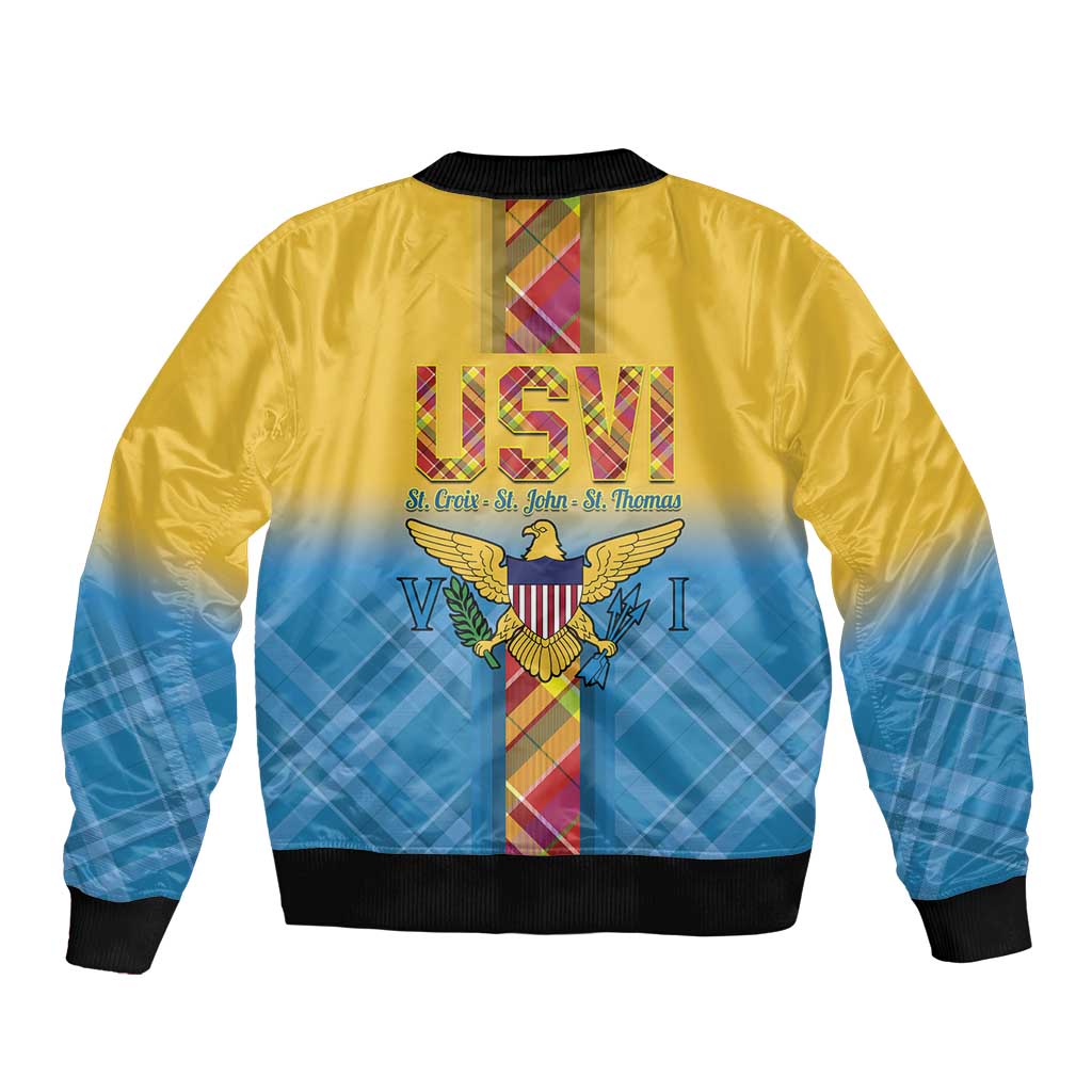 US Virgin Islands Bomber Jacket Madras Pattern Gradient Style - Wonder Print Shop