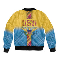 US Virgin Islands Bomber Jacket Madras Pattern Gradient Style - Wonder Print Shop