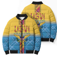 US Virgin Islands Bomber Puffer Jacket Madras Pattern Gradient Style - Wonder Print Shop