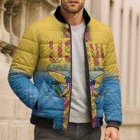 US Virgin Islands Bomber Puffer Jacket Madras Pattern Gradient Style - Wonder Print Shop