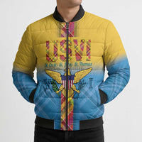US Virgin Islands Bomber Puffer Jacket Madras Pattern Gradient Style - Wonder Print Shop