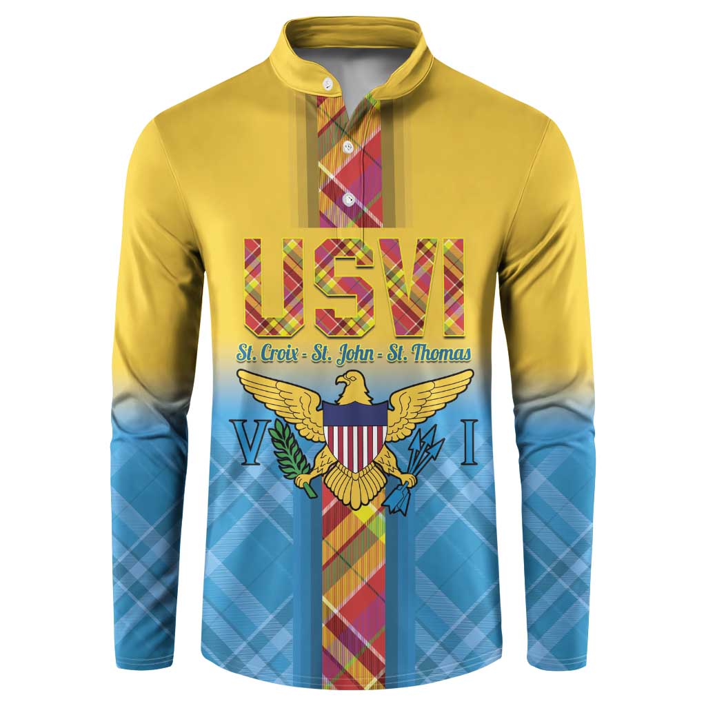 US Virgin Islands Button Sweatshirt Madras Pattern Gradient Style - Wonder Print Shop