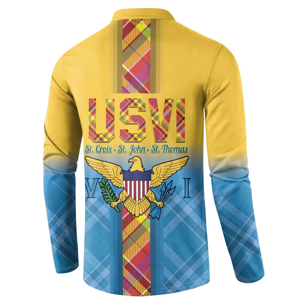 US Virgin Islands Button Sweatshirt Madras Pattern Gradient Style - Wonder Print Shop