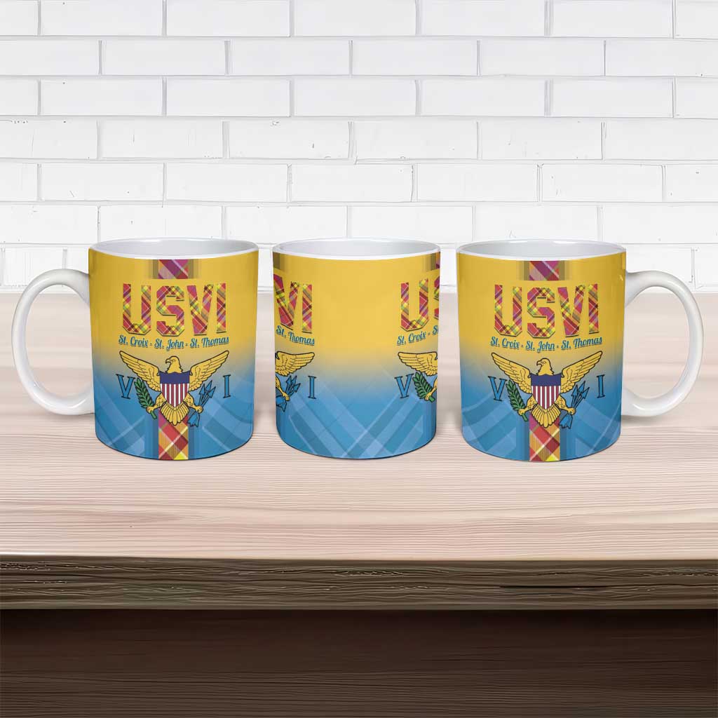 US Virgin Islands Ceramic Mug Madras Pattern Gradient Style - Wonder Print Shop