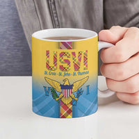 US Virgin Islands Ceramic Mug Madras Pattern Gradient Style - Wonder Print Shop