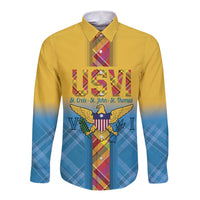 US Virgin Islands Long Sleeve Button Shirt Madras Pattern Gradient Style - Wonder Print Shop